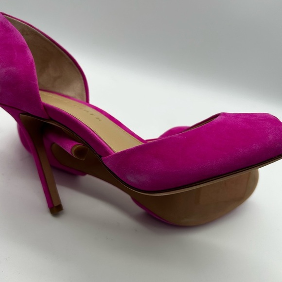 Veronica Beard Gadot Suede Peep Toe Pumps in Fuschia Size 7 US Floor Model $395 - Picture 5 of 11
